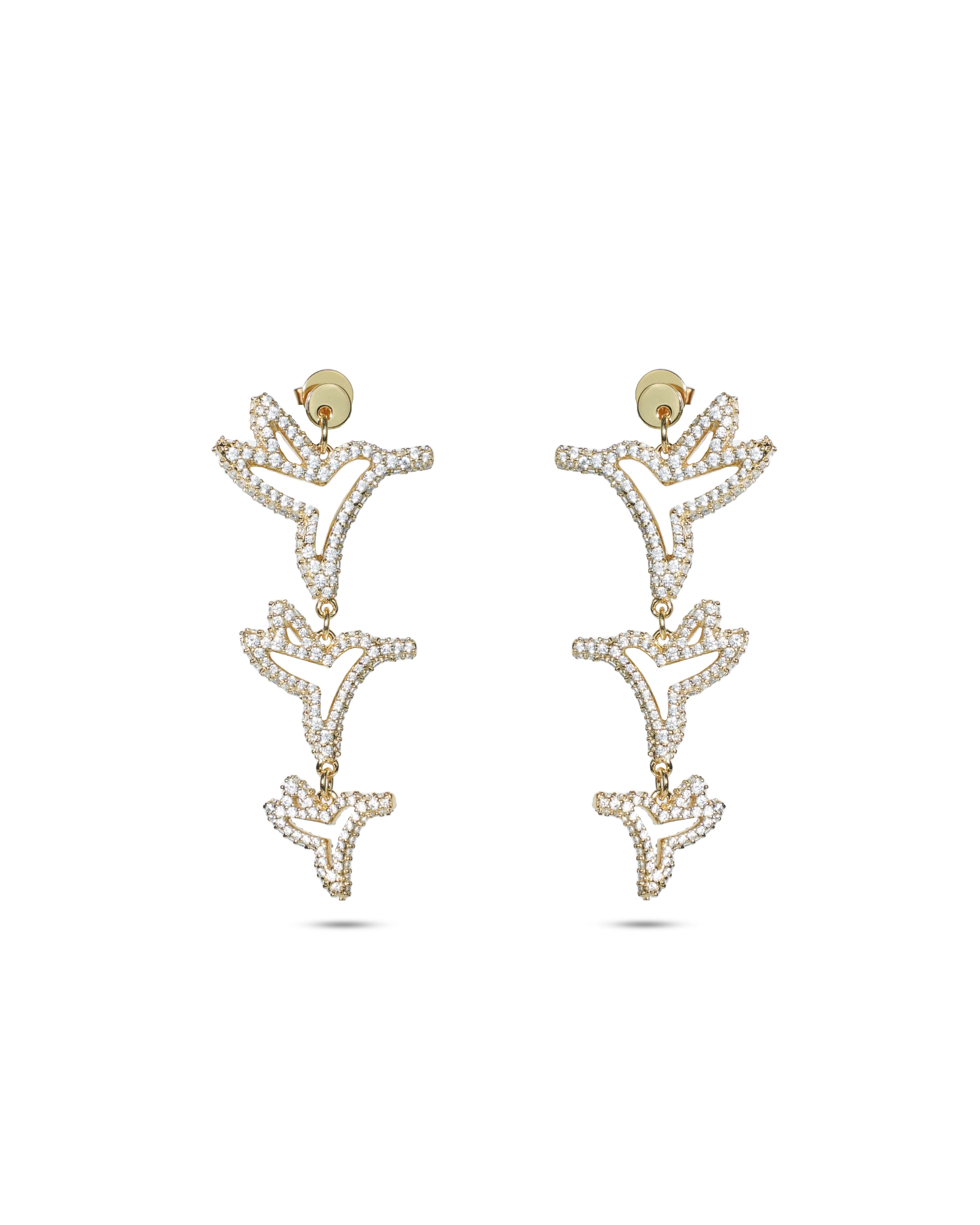 Hummingbird Graduation – Iced Whisper Earrings (Gold)