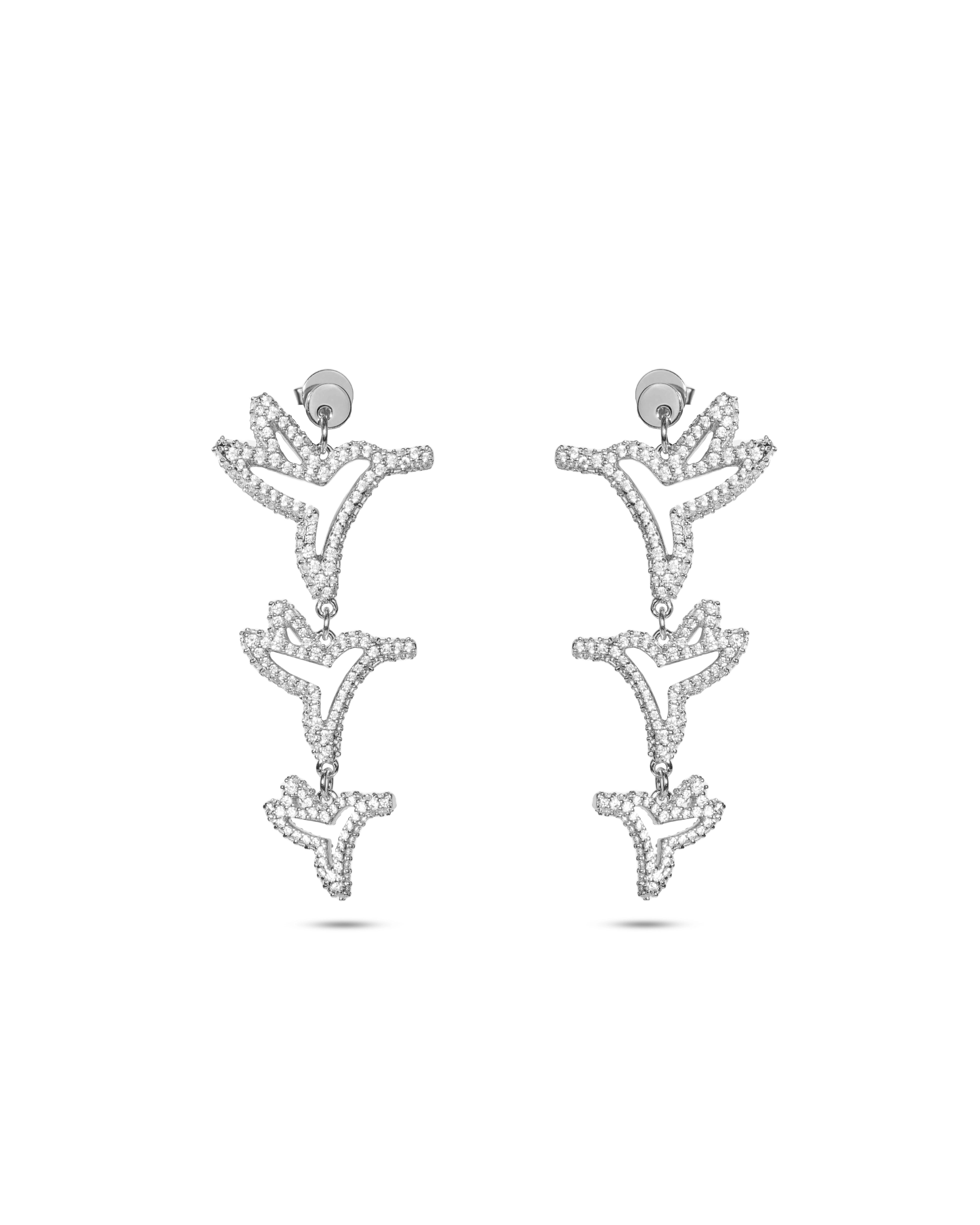 Hummingbird Graduation – Iced Whisper Earrings (Silver)