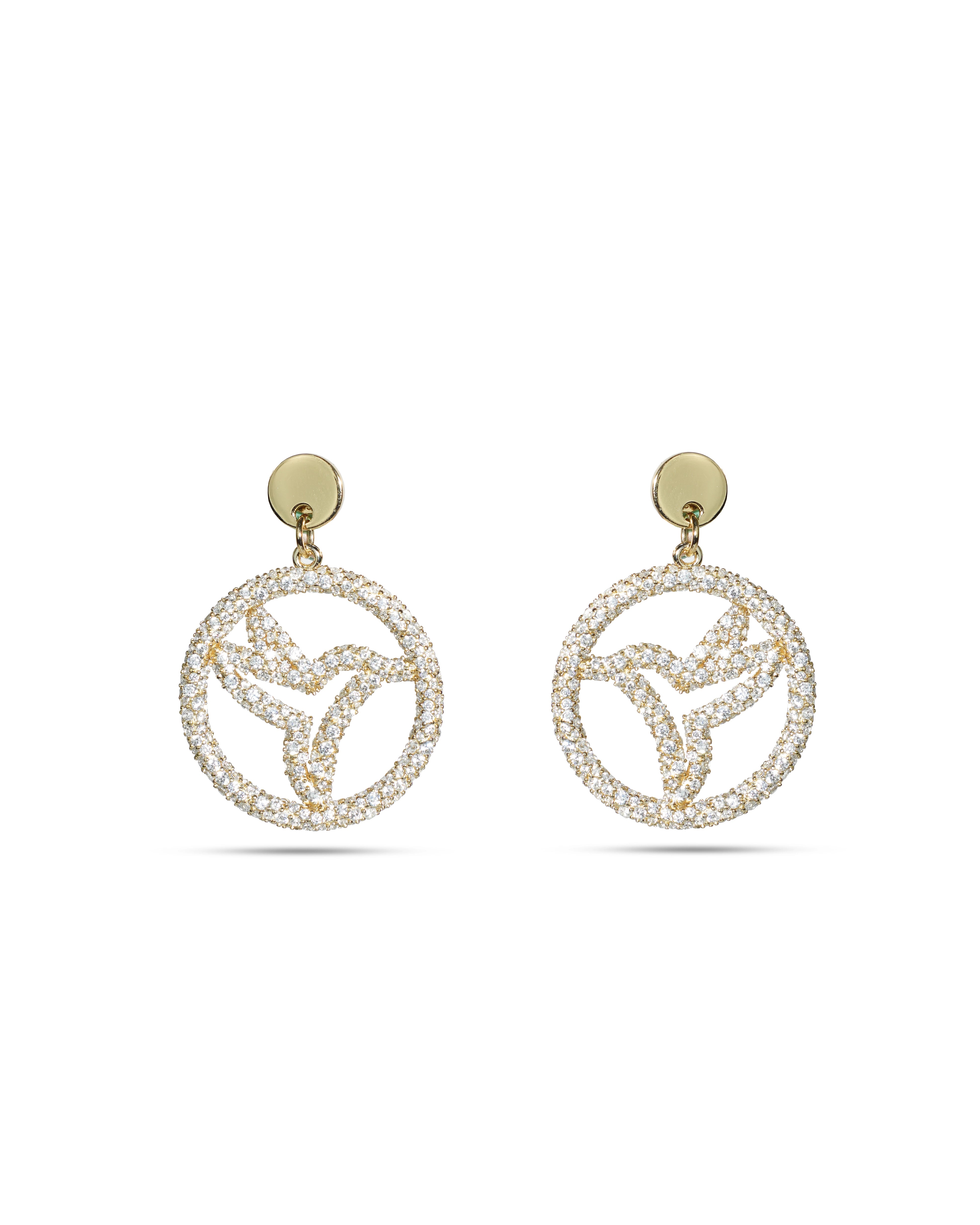 Hummingbird Medallion Small - Iced Whisper Earrings (Gold)