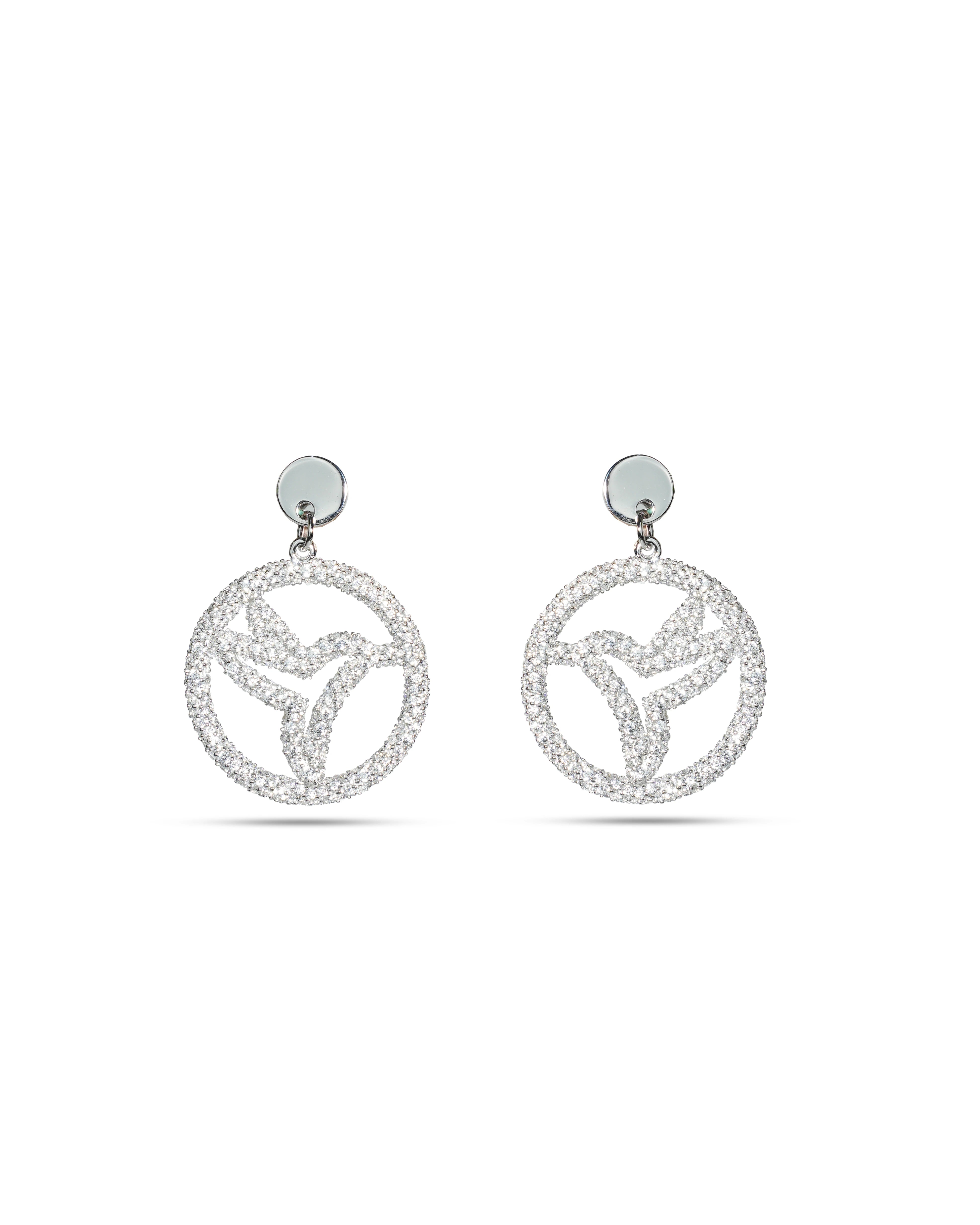 Hummingbird Medallion Small - Iced Whisper Earrings (Silver)