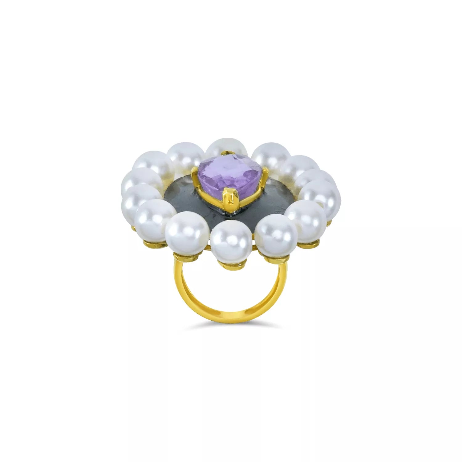 Midnight Orchid Pearl Ring