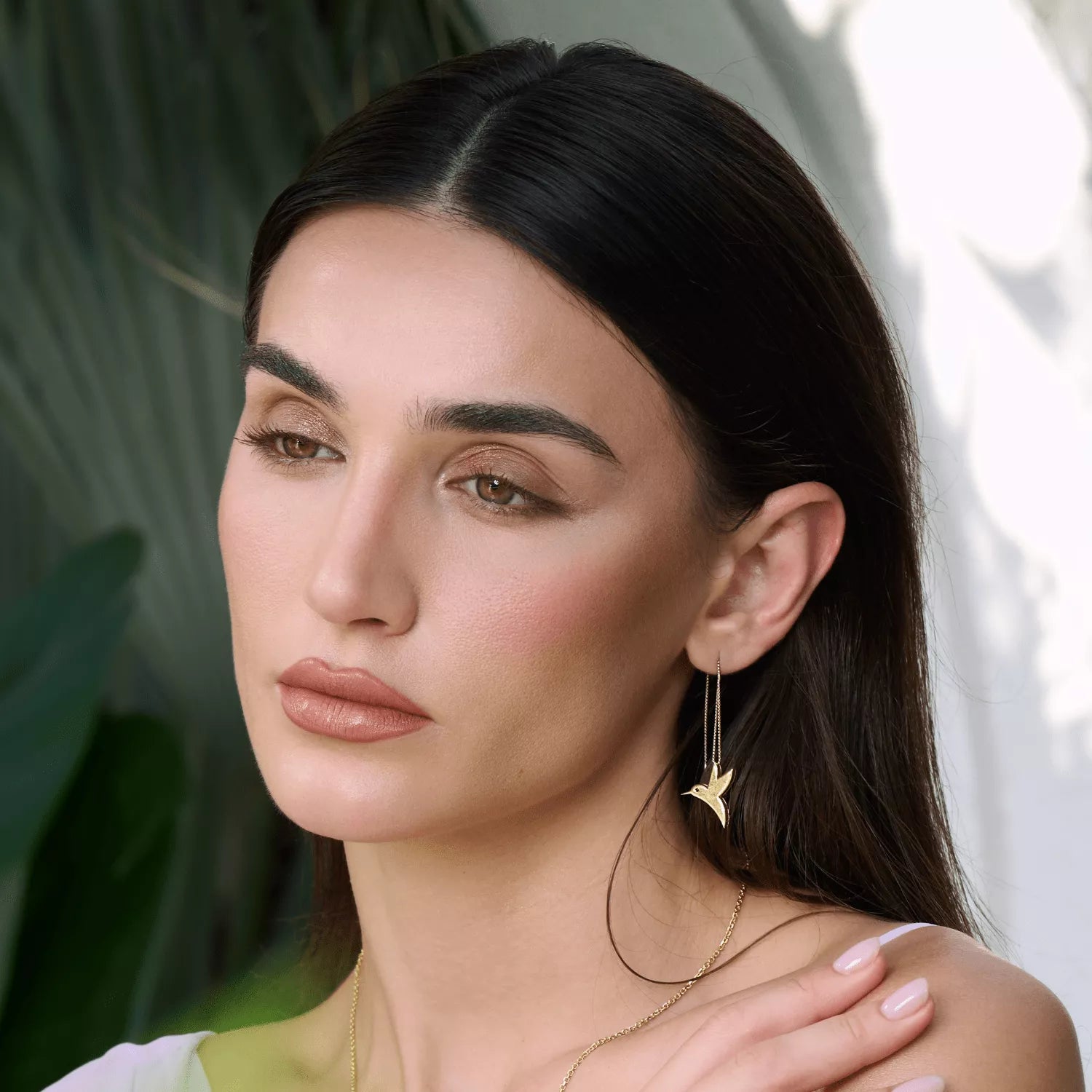 أقراط الطائر الطنان مع سلسلة