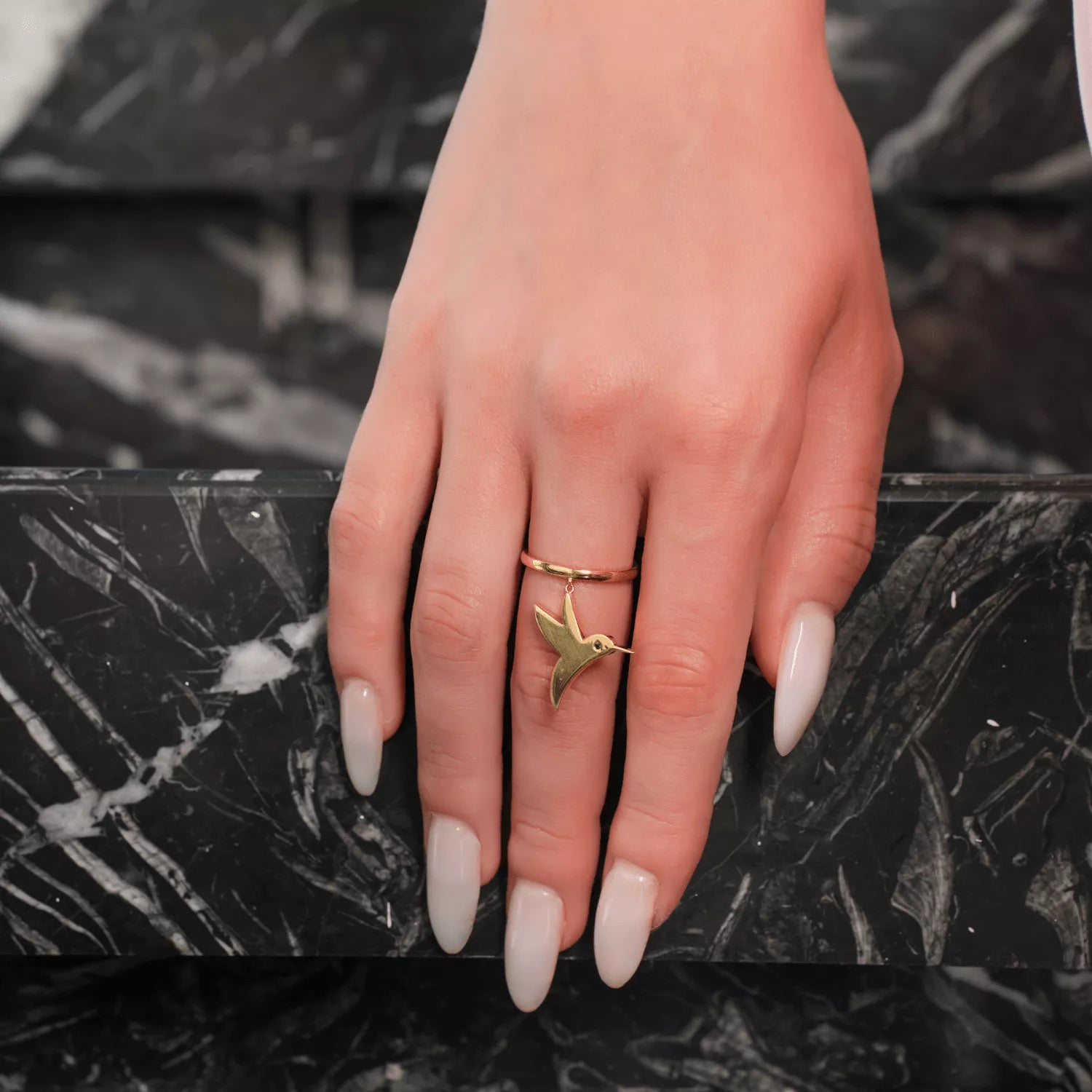 Dangling Hummingbird Ring