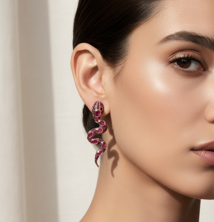 Crimson Serpent Earrings