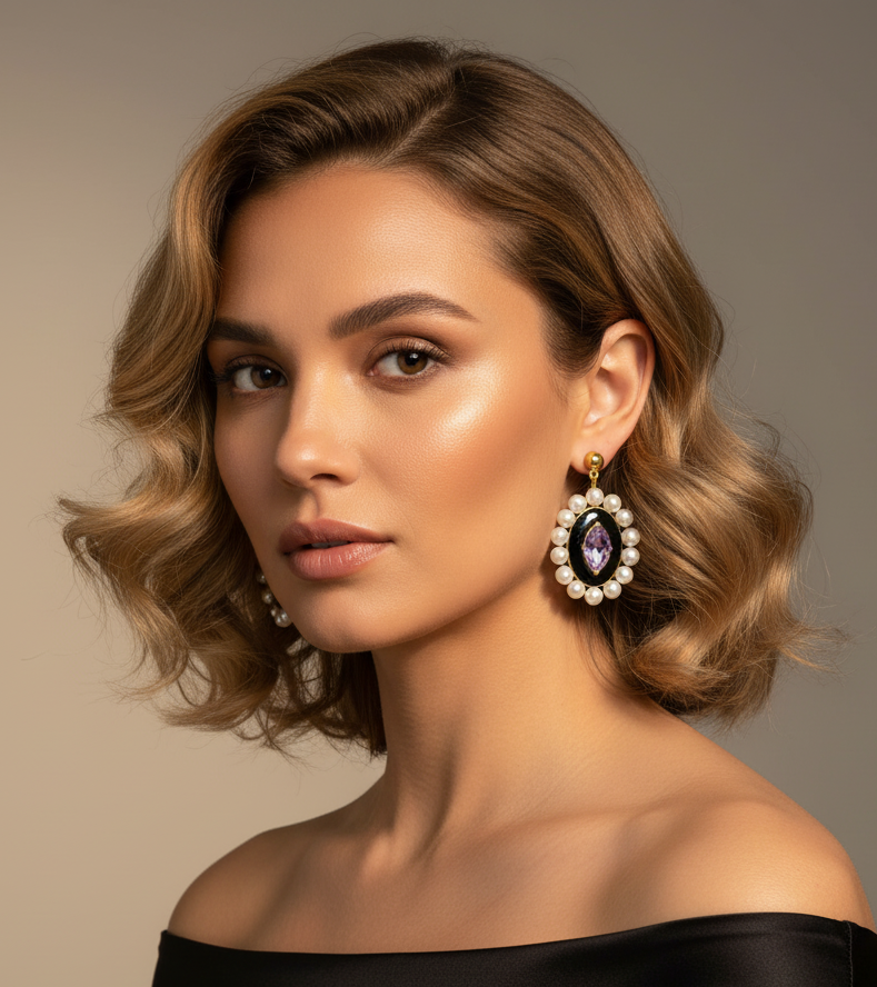 Midnight Orchid Drop Earrings