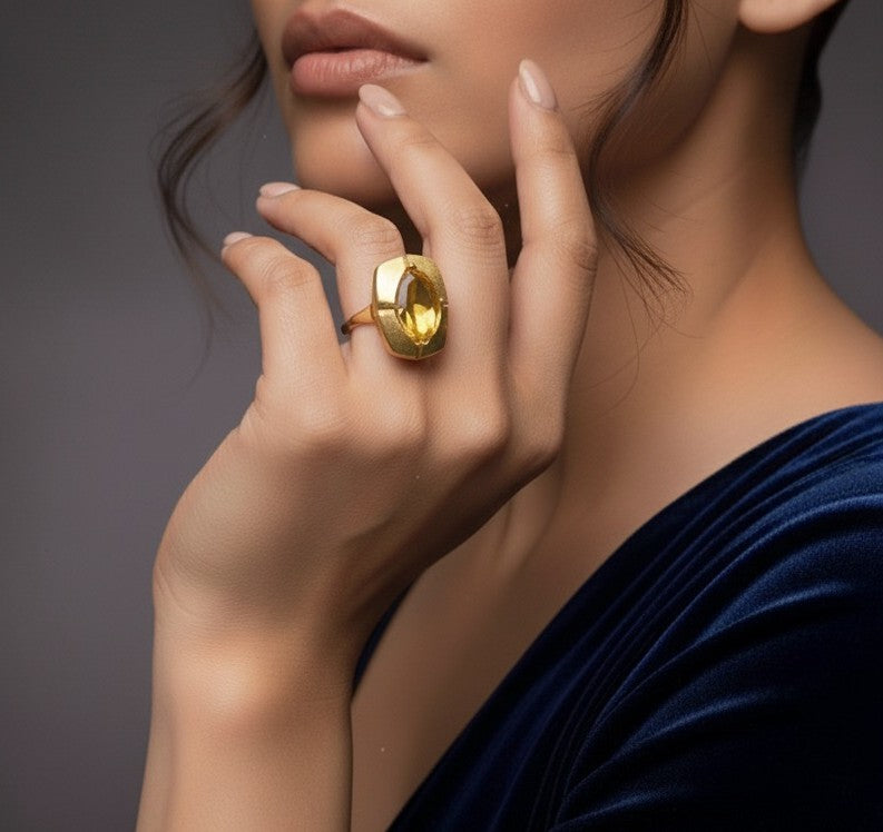 Golden Ember Statement Ring