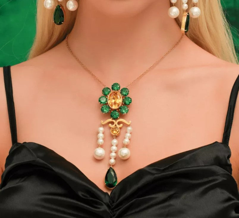 Emerald Bloom Pendant Necklace