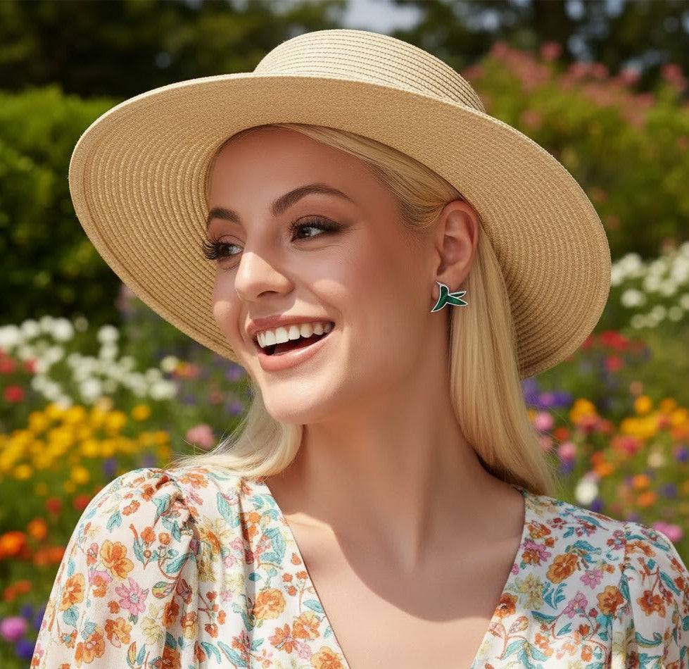 أقراط الطائر الطنان من الملكيت - فضي