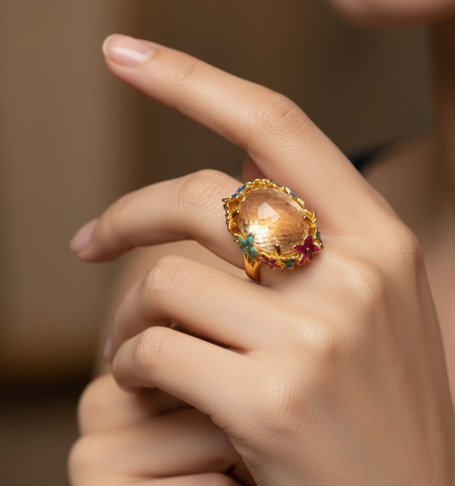 Golden Bloom Citrine Ring
