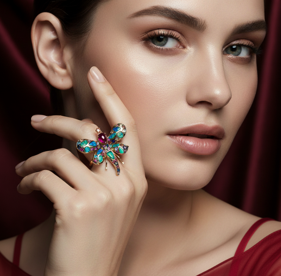 Azure Opal Dragonfly Ring