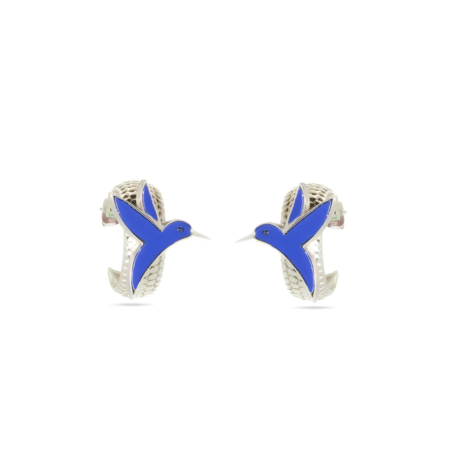 Hummingbird Hoop Earrings - Lapis Lazuli (Silver)