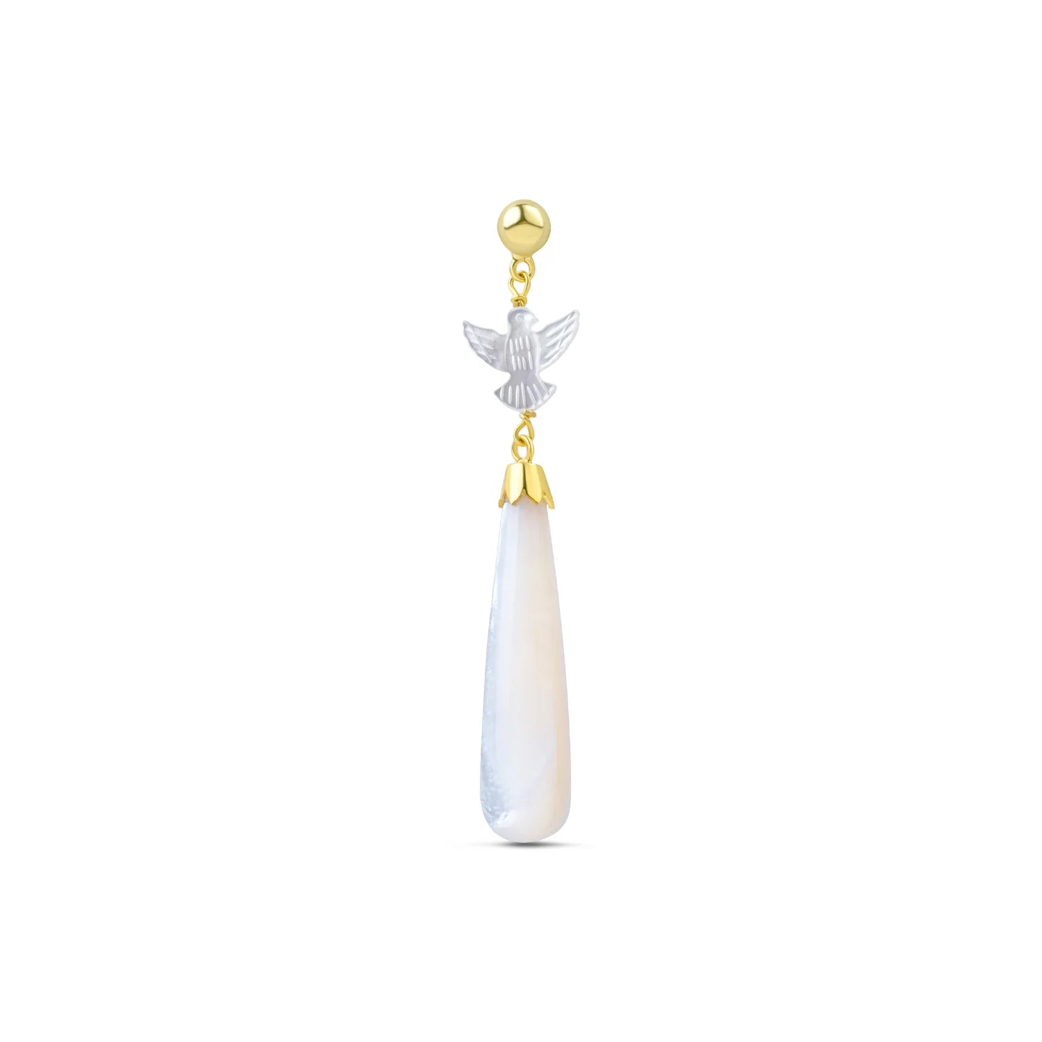 Elegance in Flight: White Shell Drop Earrings