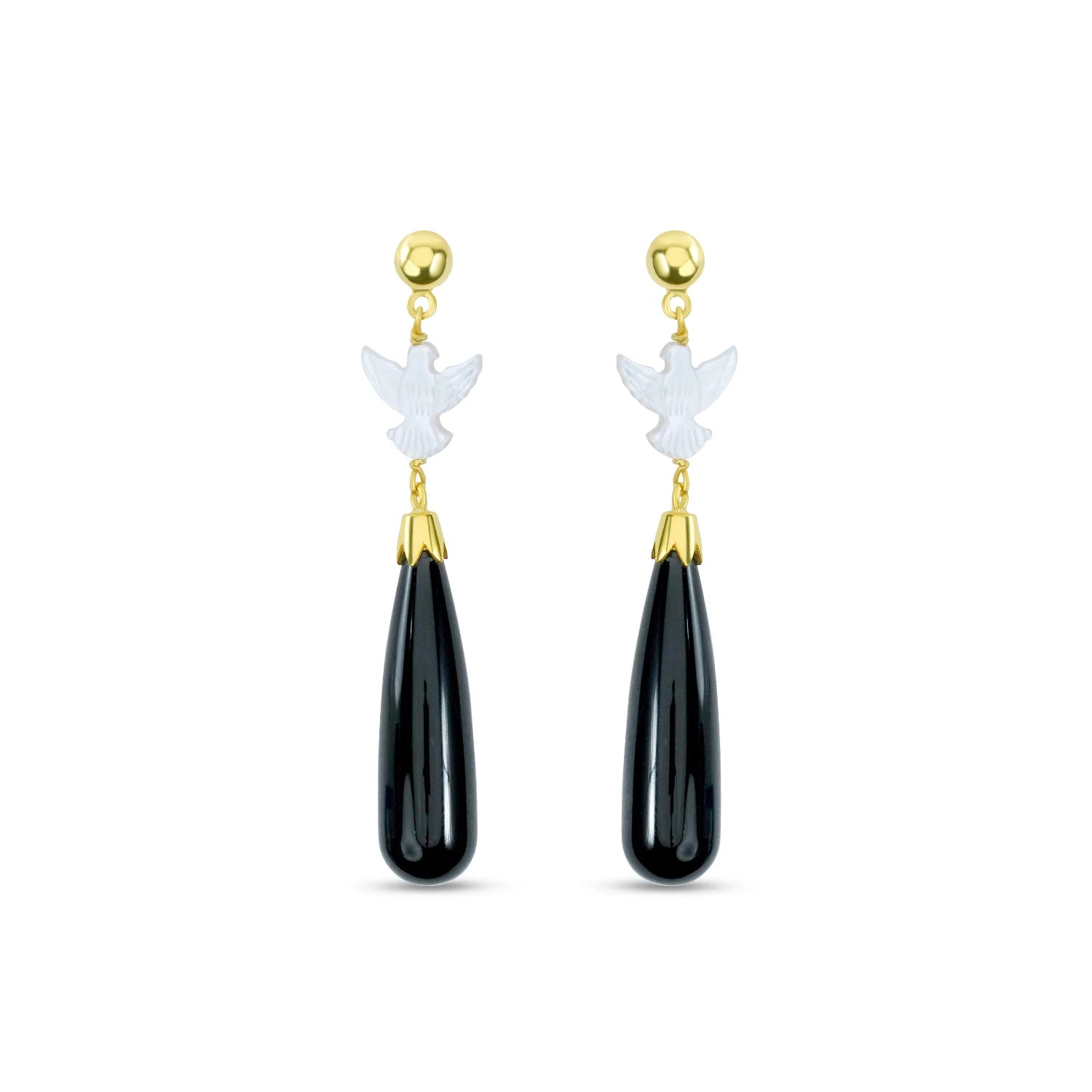 Elegance in Flight: Black Onyx Drop Earrings