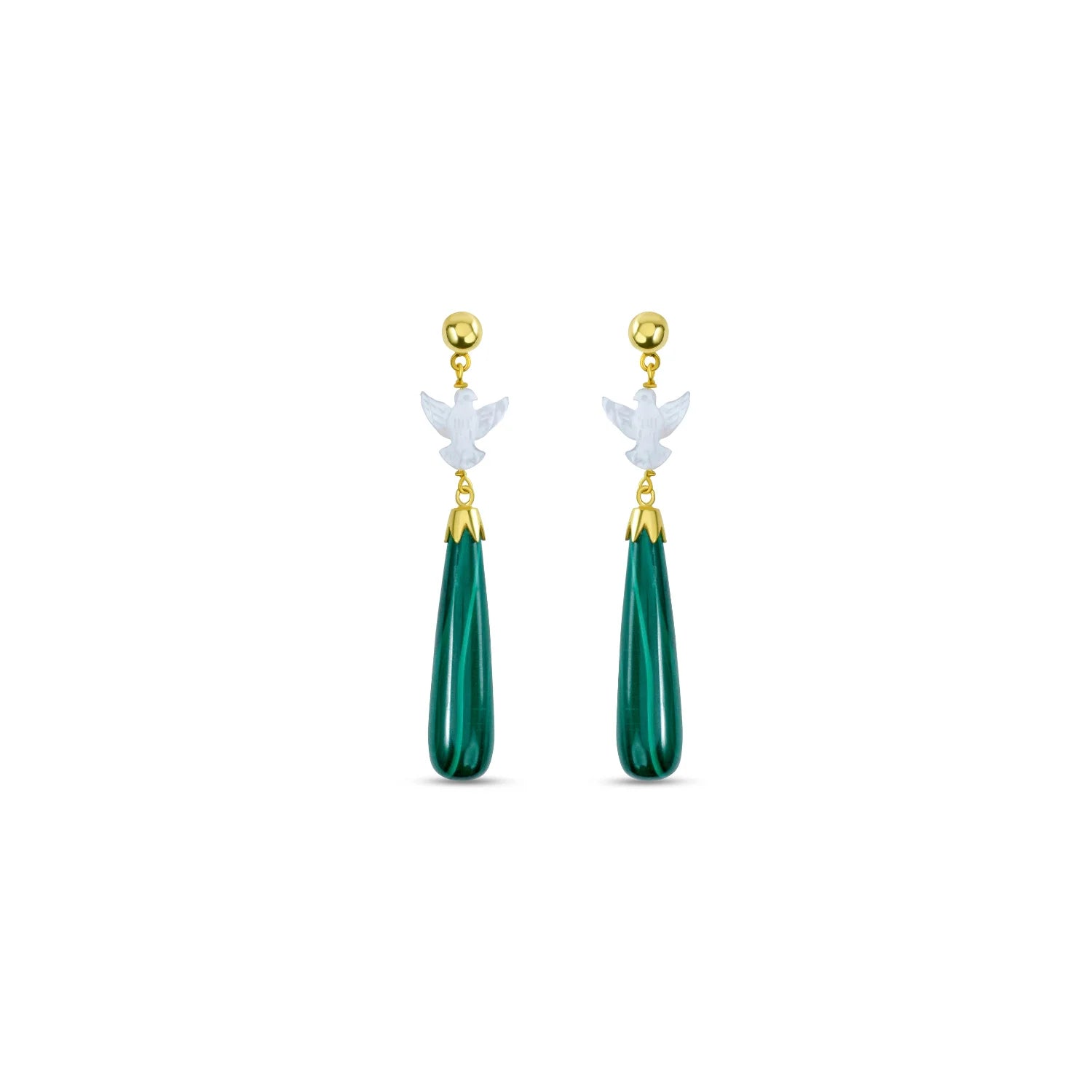 Elegance in Flight: Malachite Drop Earrings