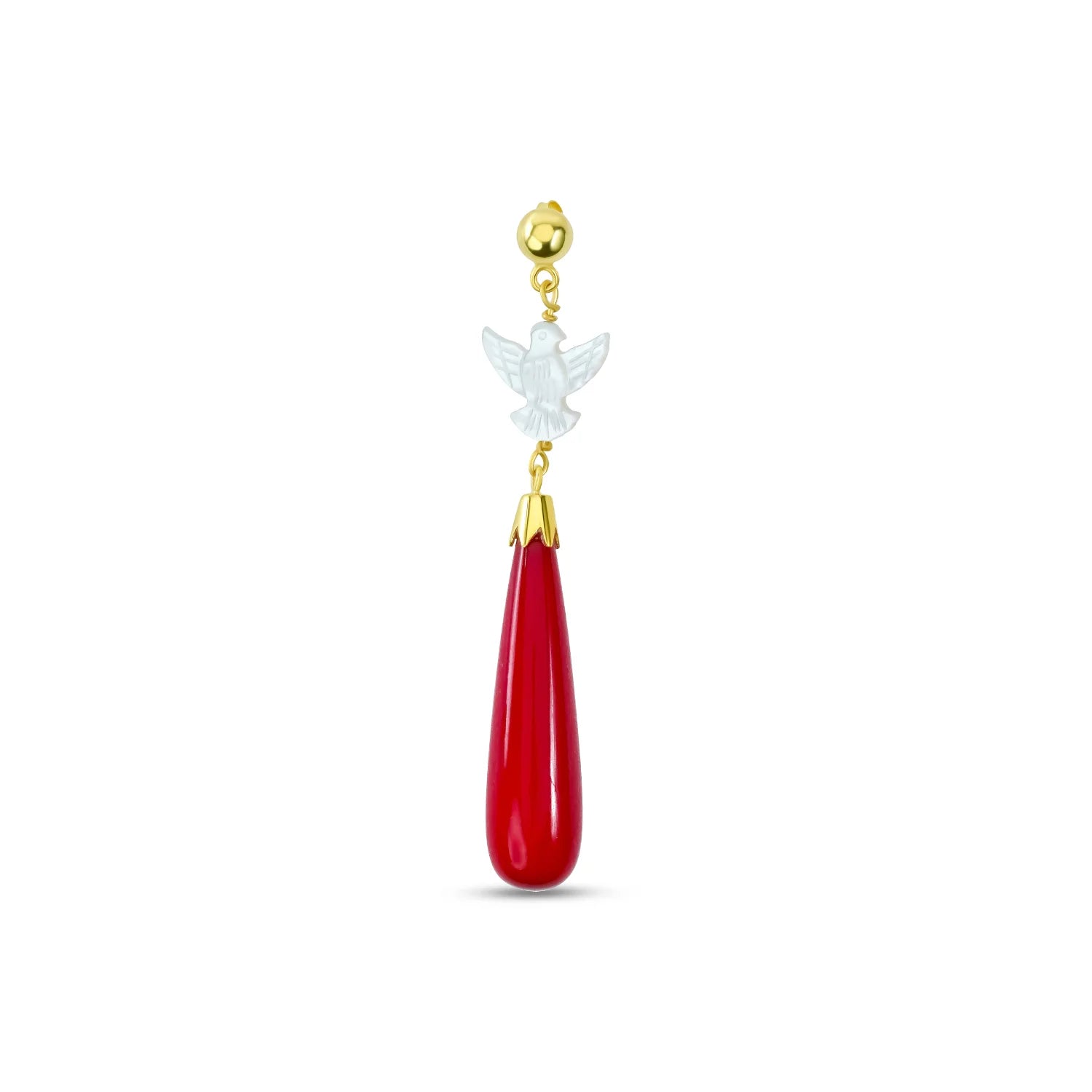 Elegance in Flight: Red Agate Drop Earrings