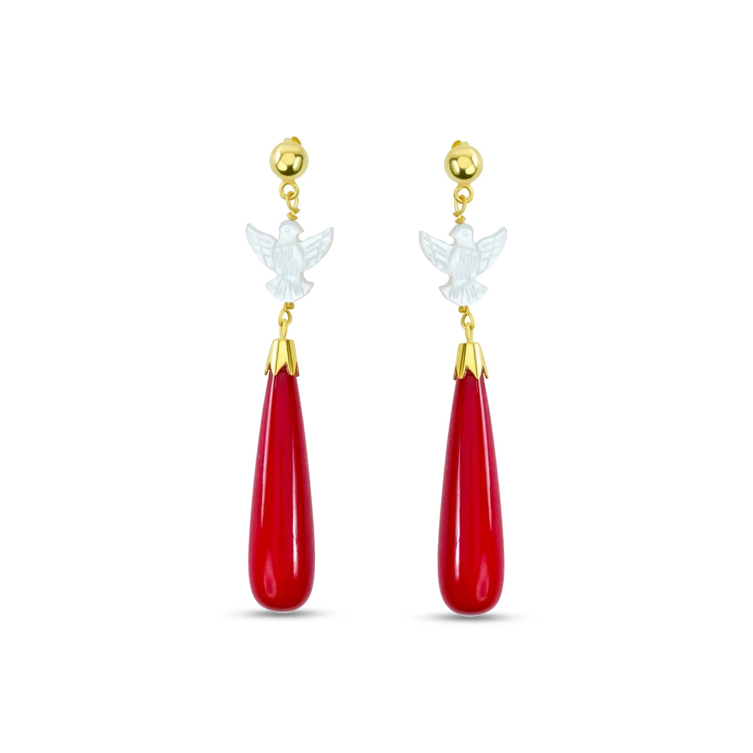 Elegance in Flight: Red Agate Drop Earrings