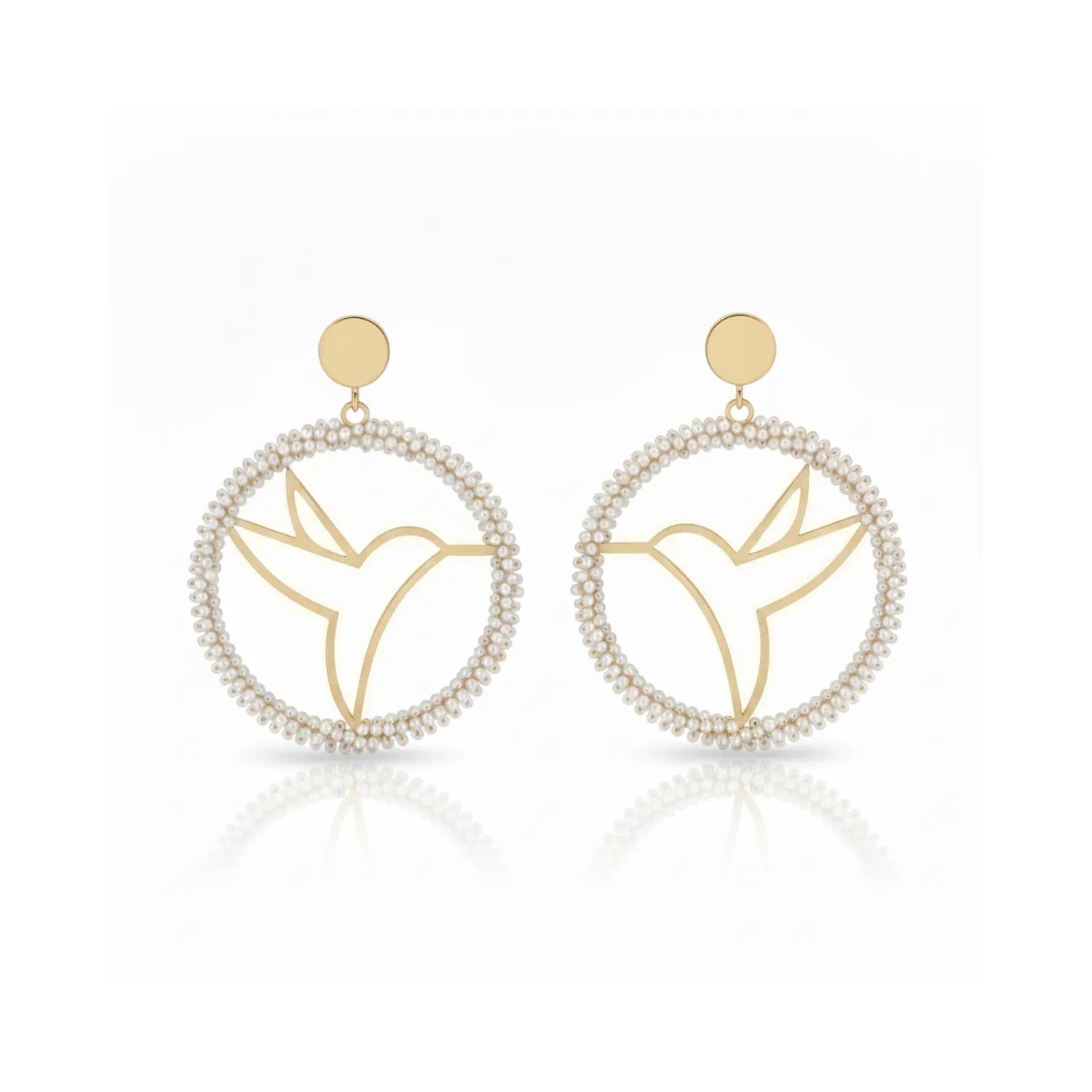 Hummingbird Medallion Earrings with Pearl