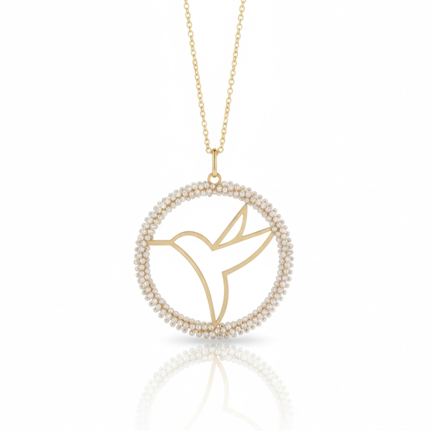 Hummingbird Medallion Pendant with Pearl