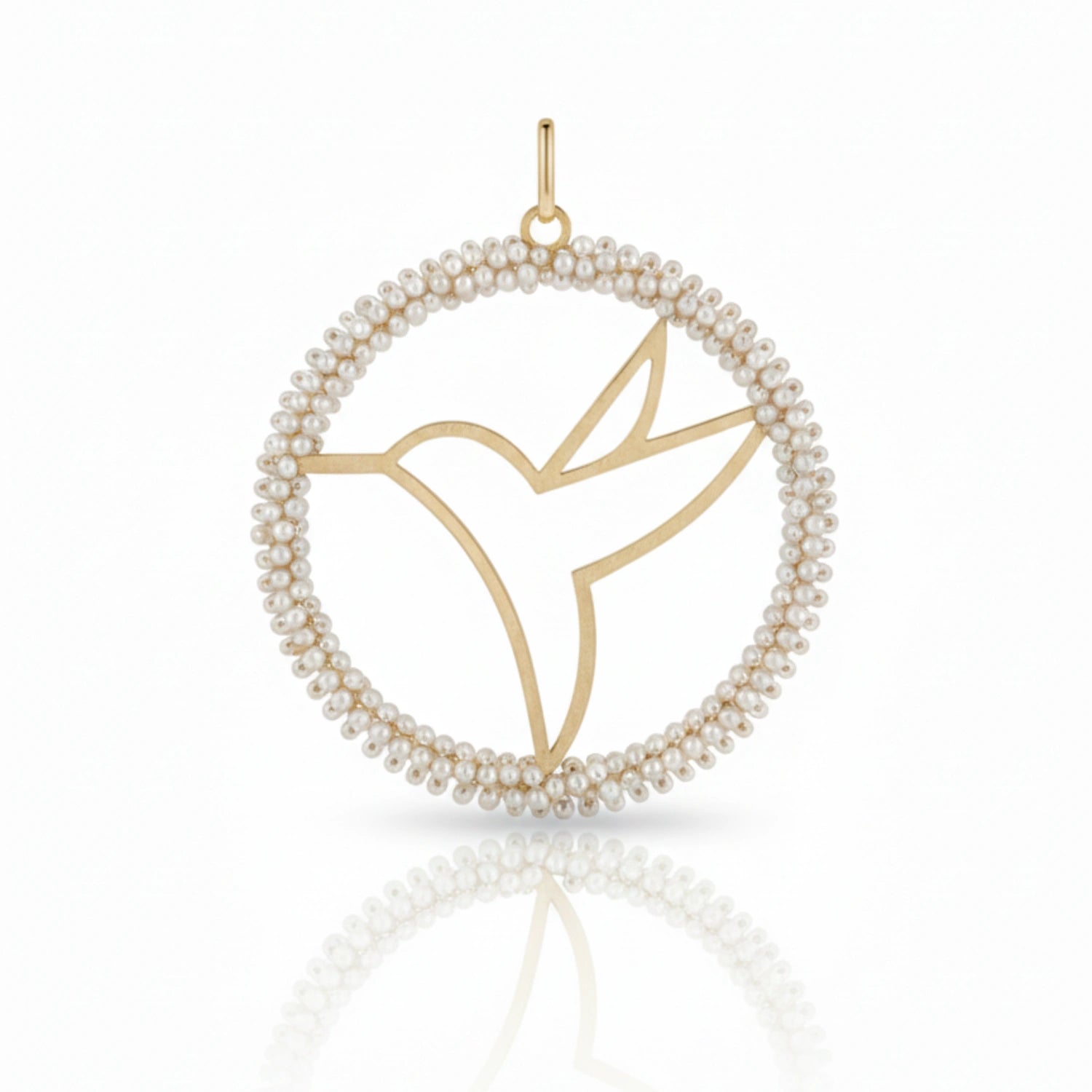 Hummingbird Medallion Pendant with Pearl