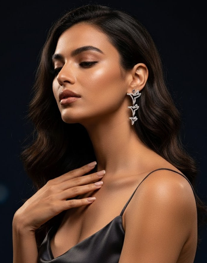 Hummingbird Graduation – Iced Whisper Earrings (Silver)