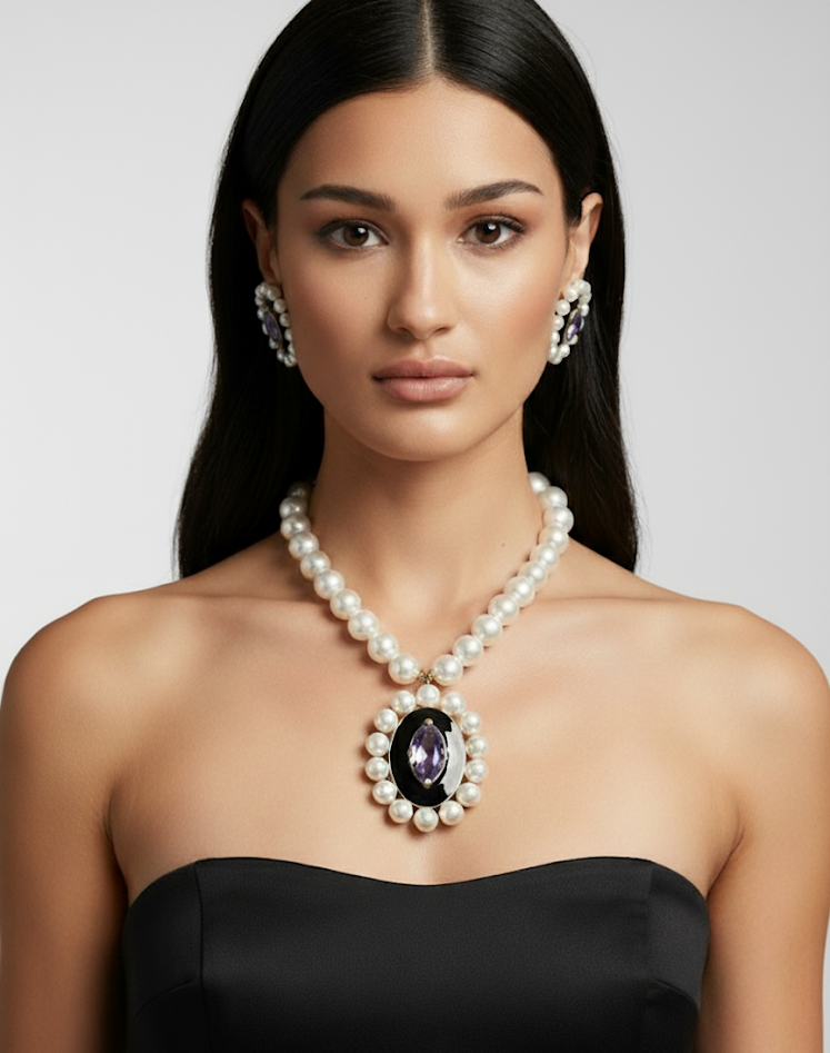 Midnight Orchid Pendant Necklace