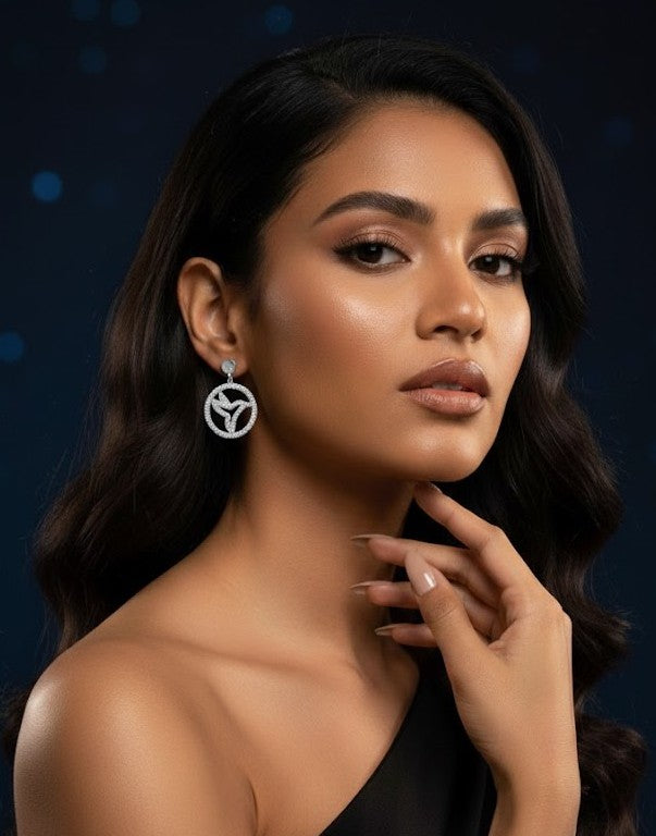 Hummingbird Medallion Small - Iced Whisper Earrings (Silver)