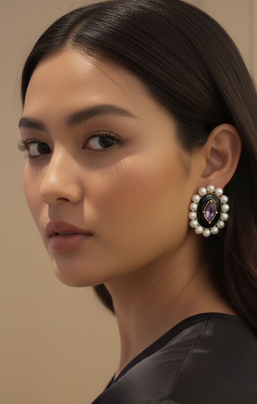 Midnight Orchid Stud Earrings