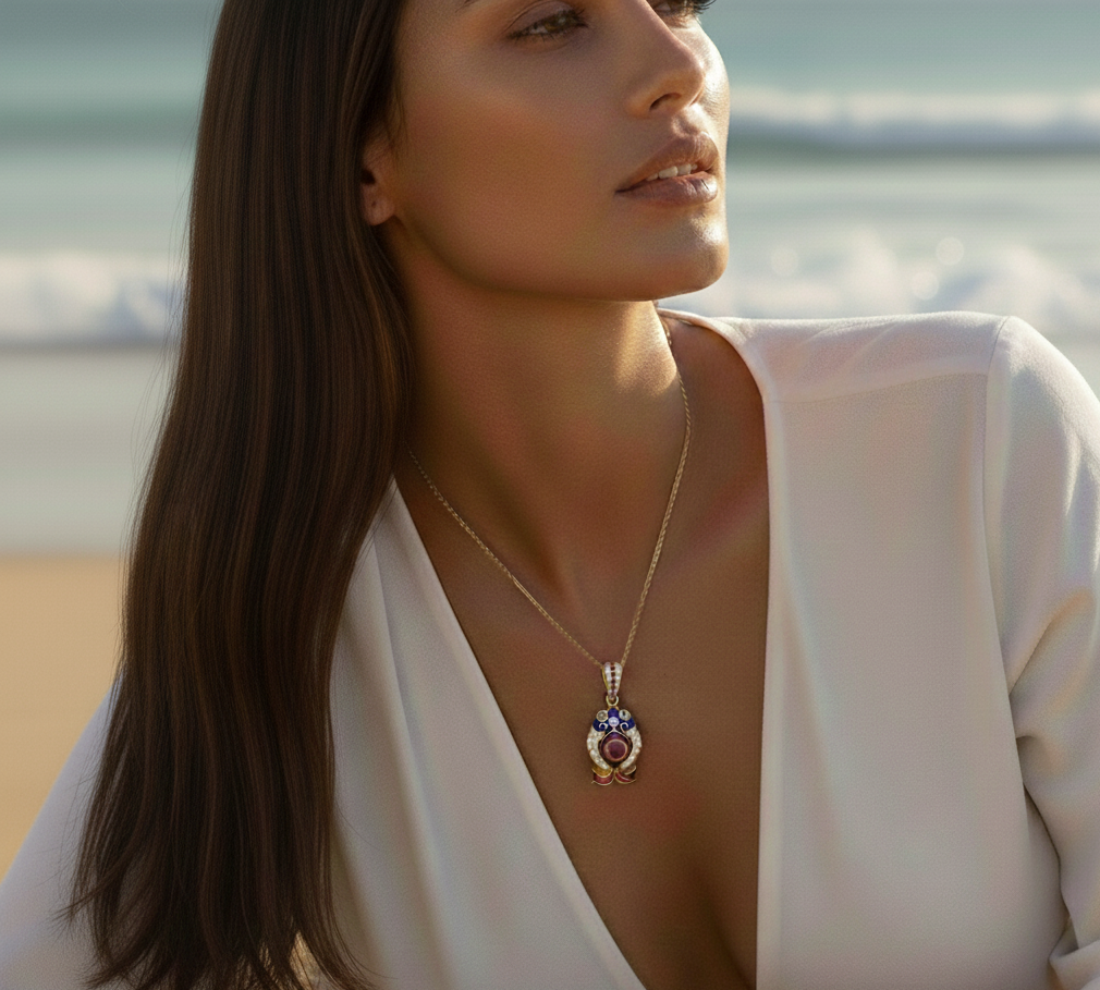 Aqua Charm Pendant - Ruby