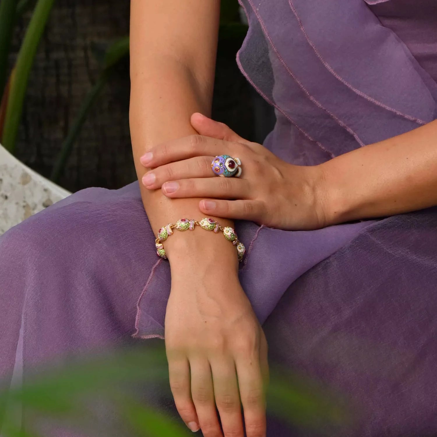 Aqua Charm Bracelet - Ruby