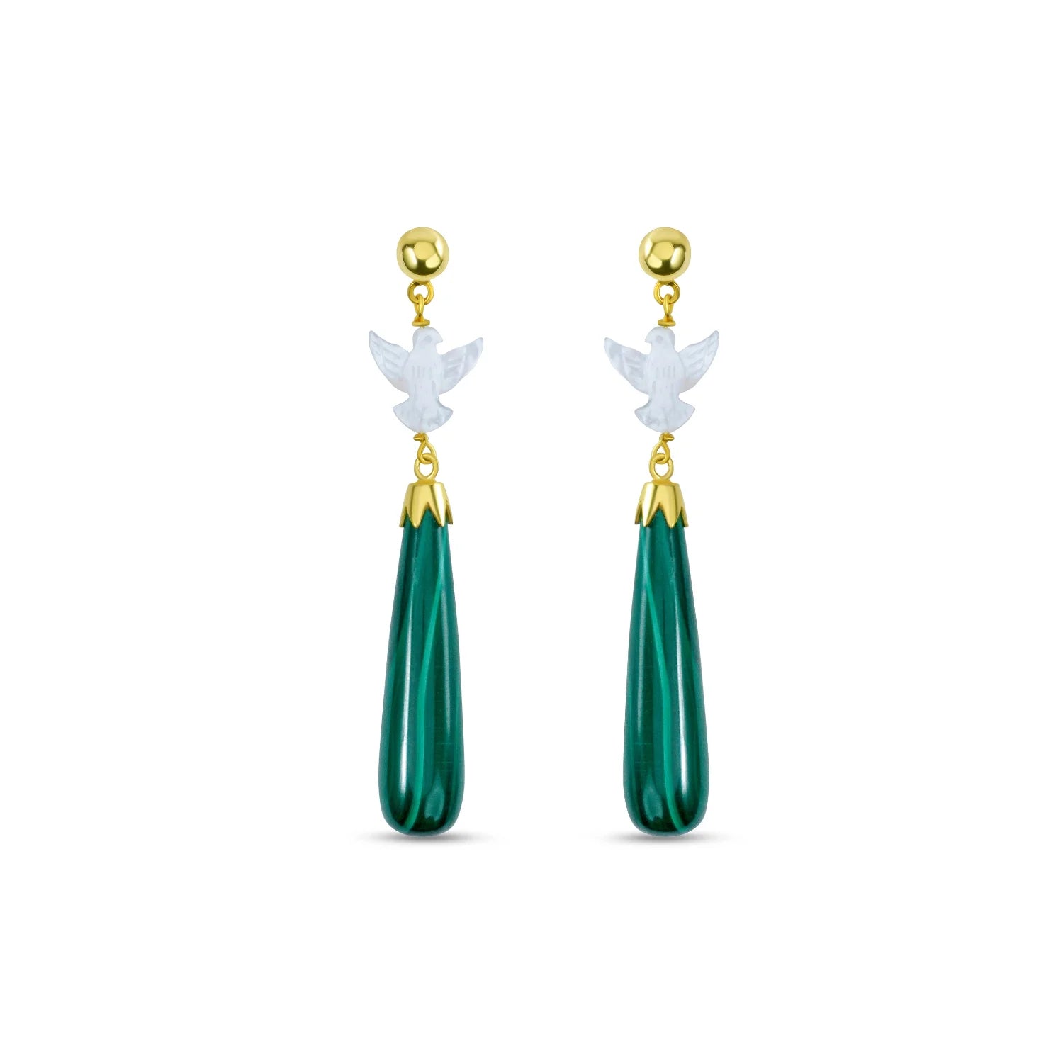 Elegance in Flight: Malachite Drop Earrings