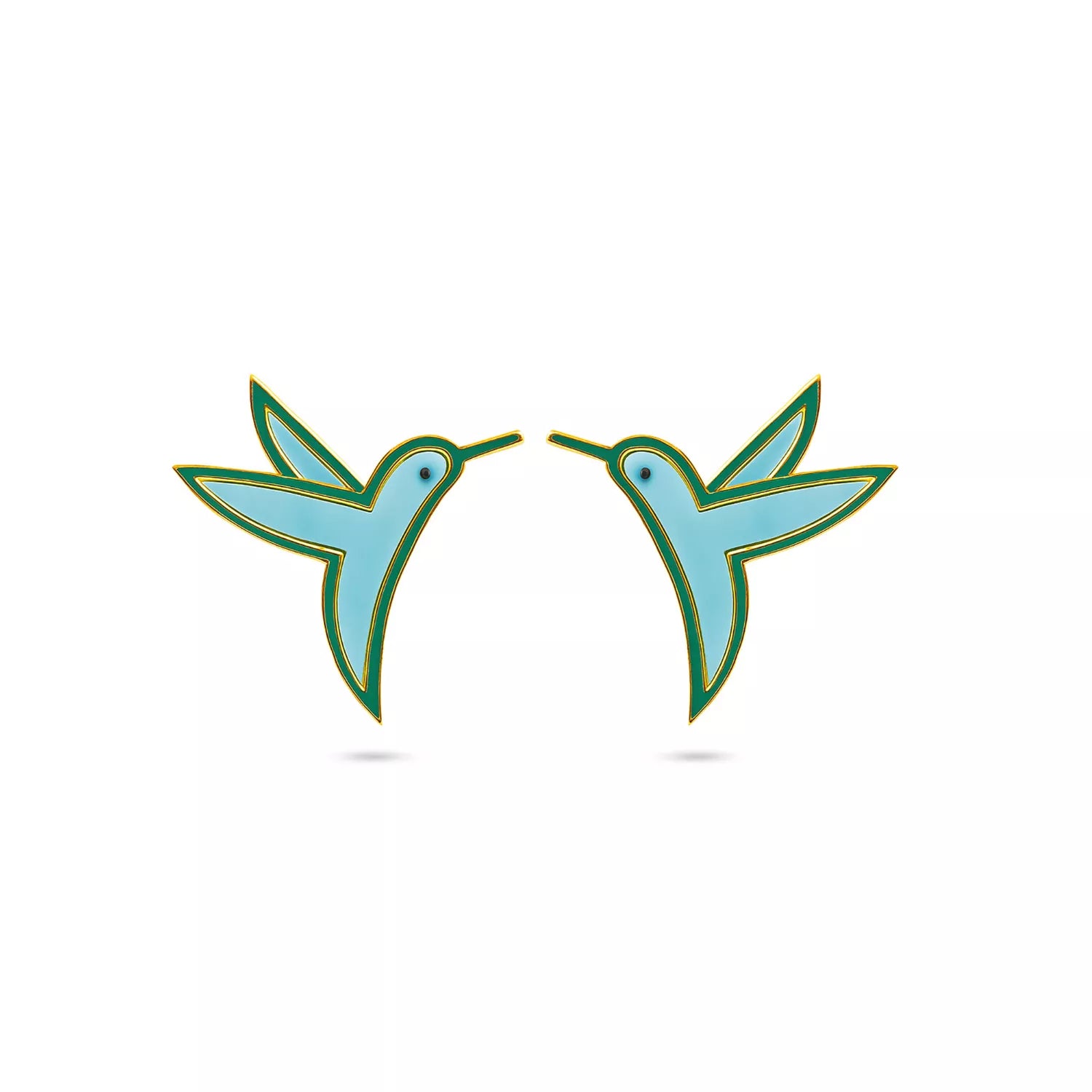 Hummingbird Earrings - Turquoise and Enamel