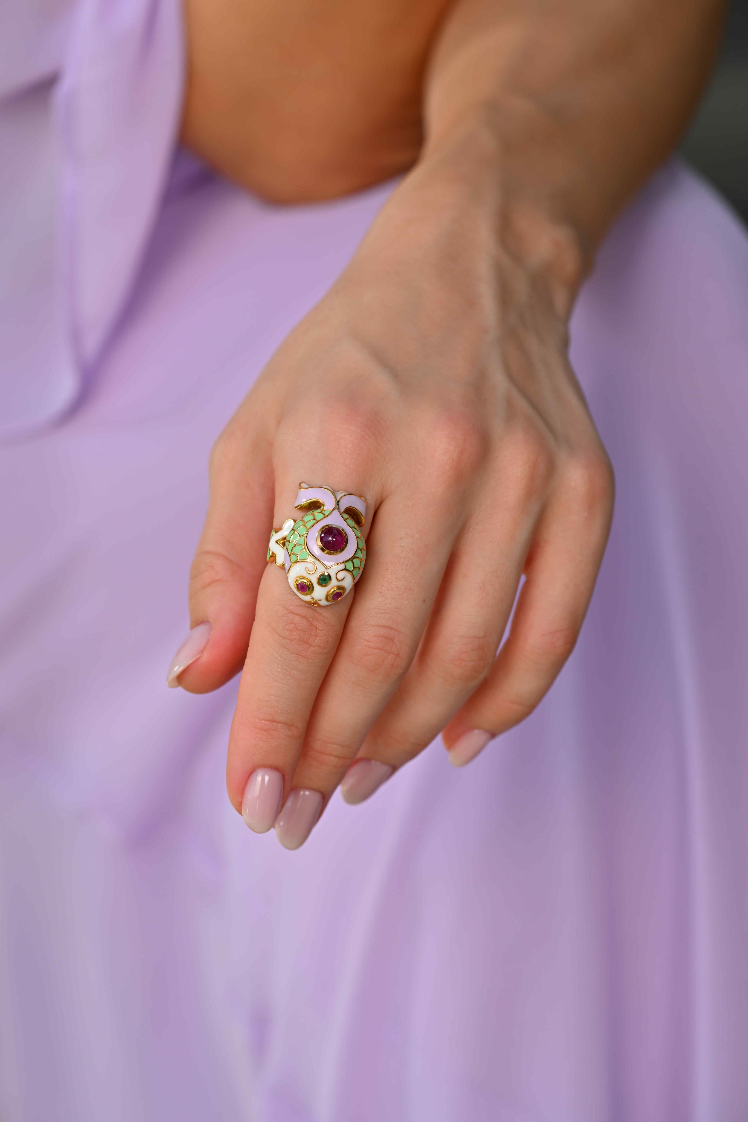 Aqua Charm Ring - Ruby