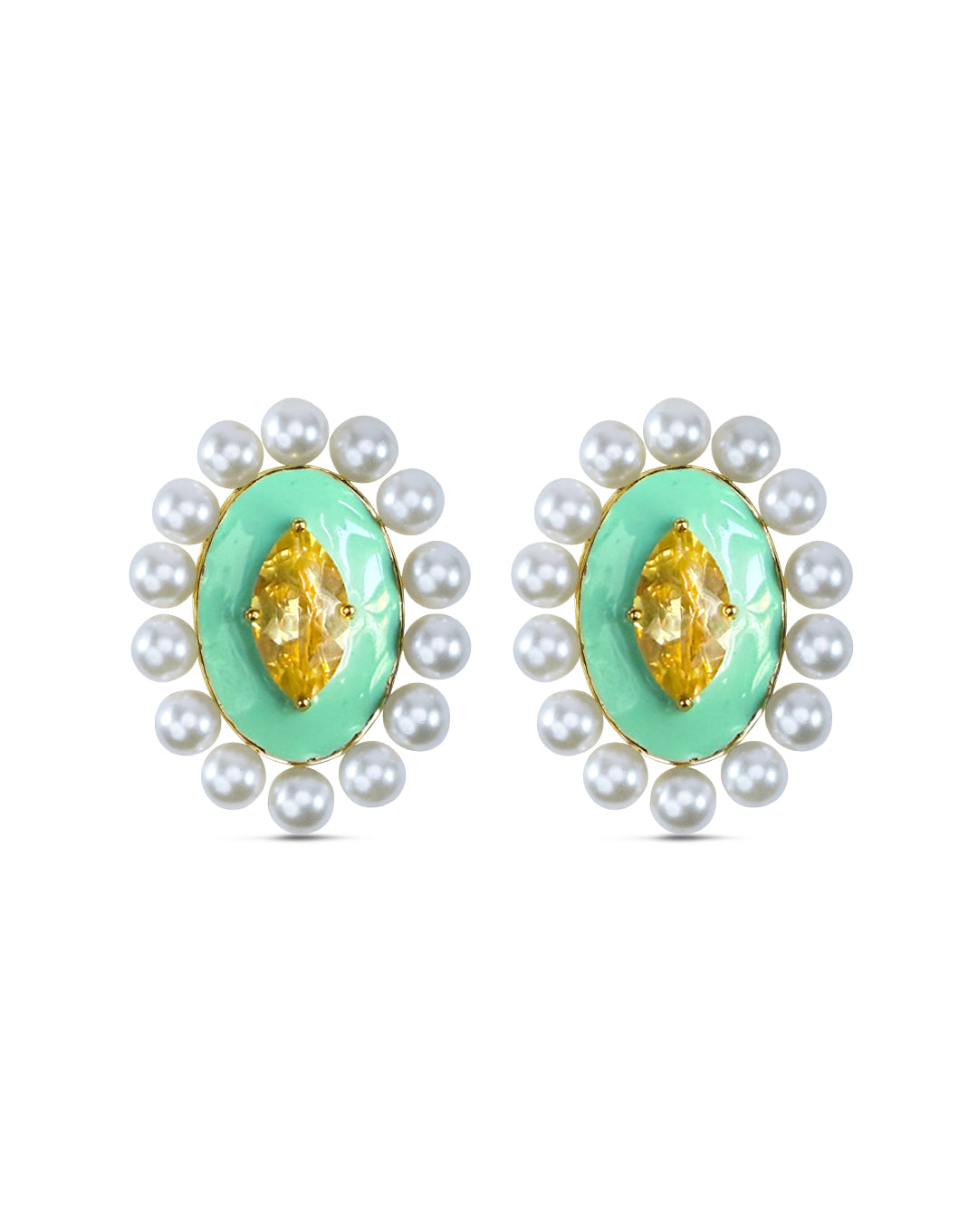 Turquoise Sun Pearl Earrings