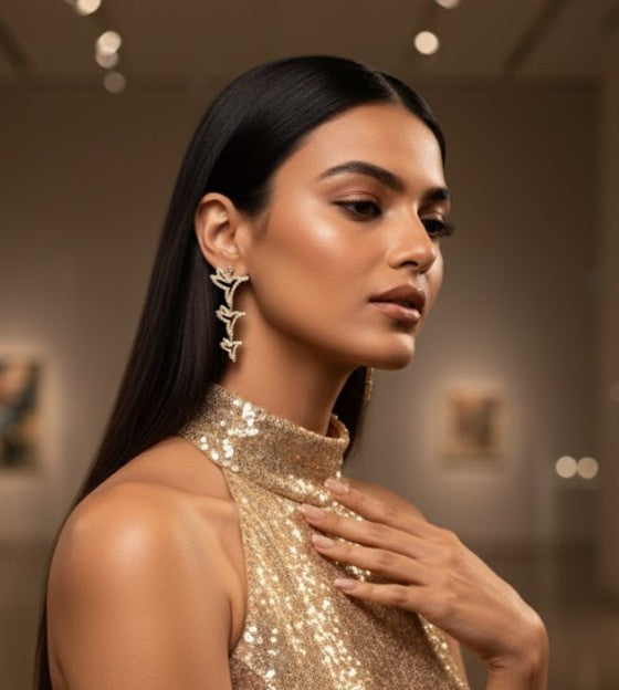 Hummingbird Graduation – Iced Whisper Earrings (Gold)